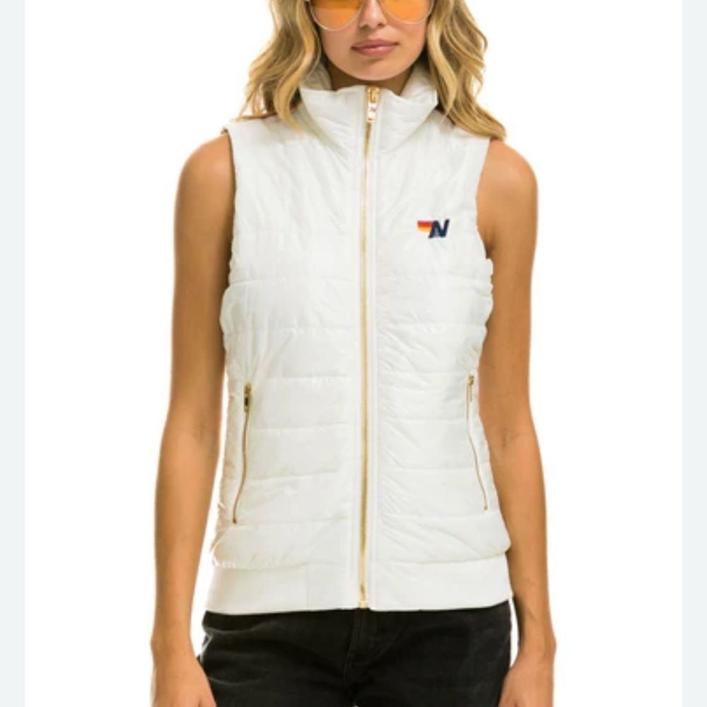 Aviator Nation White Quilted Vest